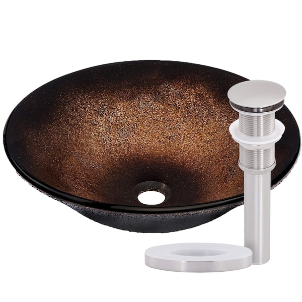 Novatto SANGUINELLO Glass Vessel Bathroom Sink Set, Brushed Nickel NOHP-G008BN - main